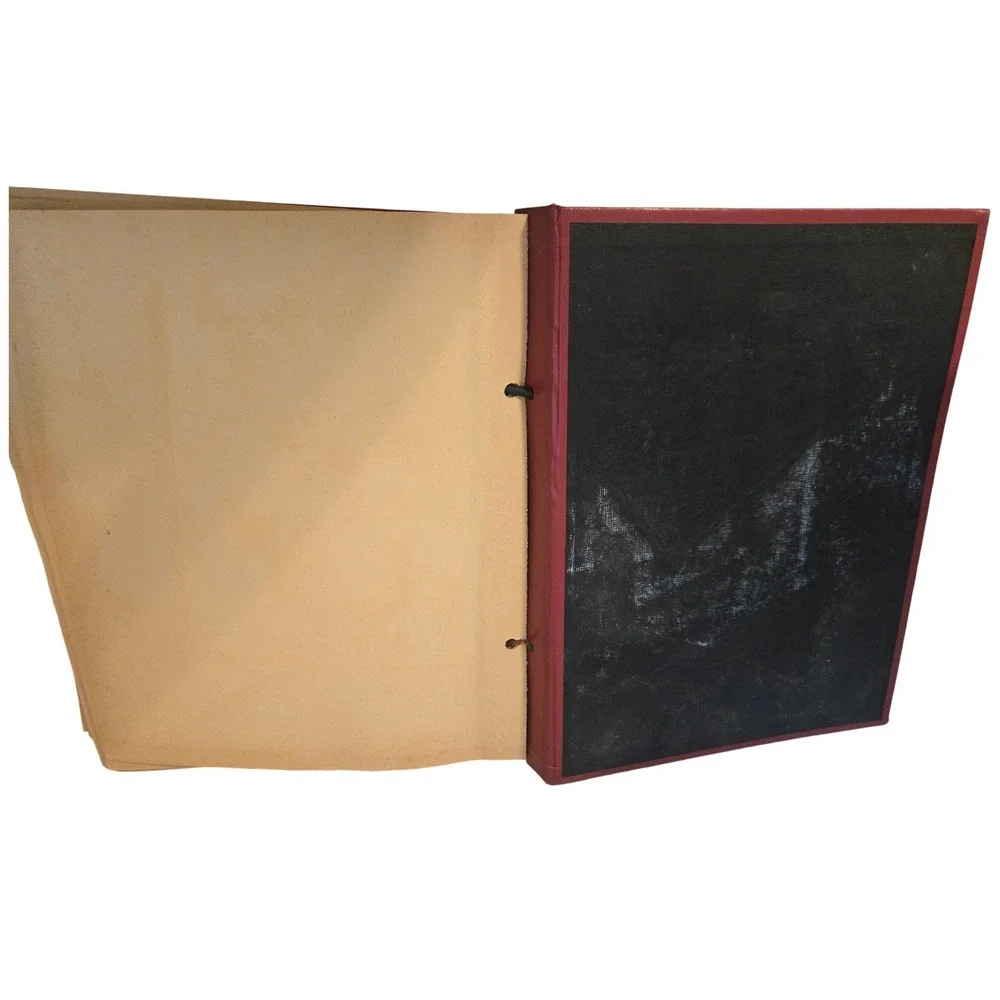 Unbranded Scrapbook‎ Red Vintage Art Deco Gold Foil Cord Bound Blank Pages